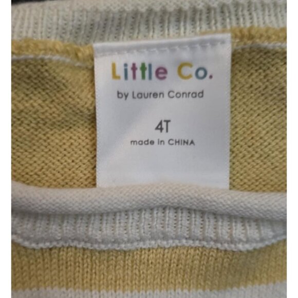 Little Co. By Lauren Conrad Yellow & White Striped Sweater 4T 100% Cotton Crew N - Picture 3 of 3